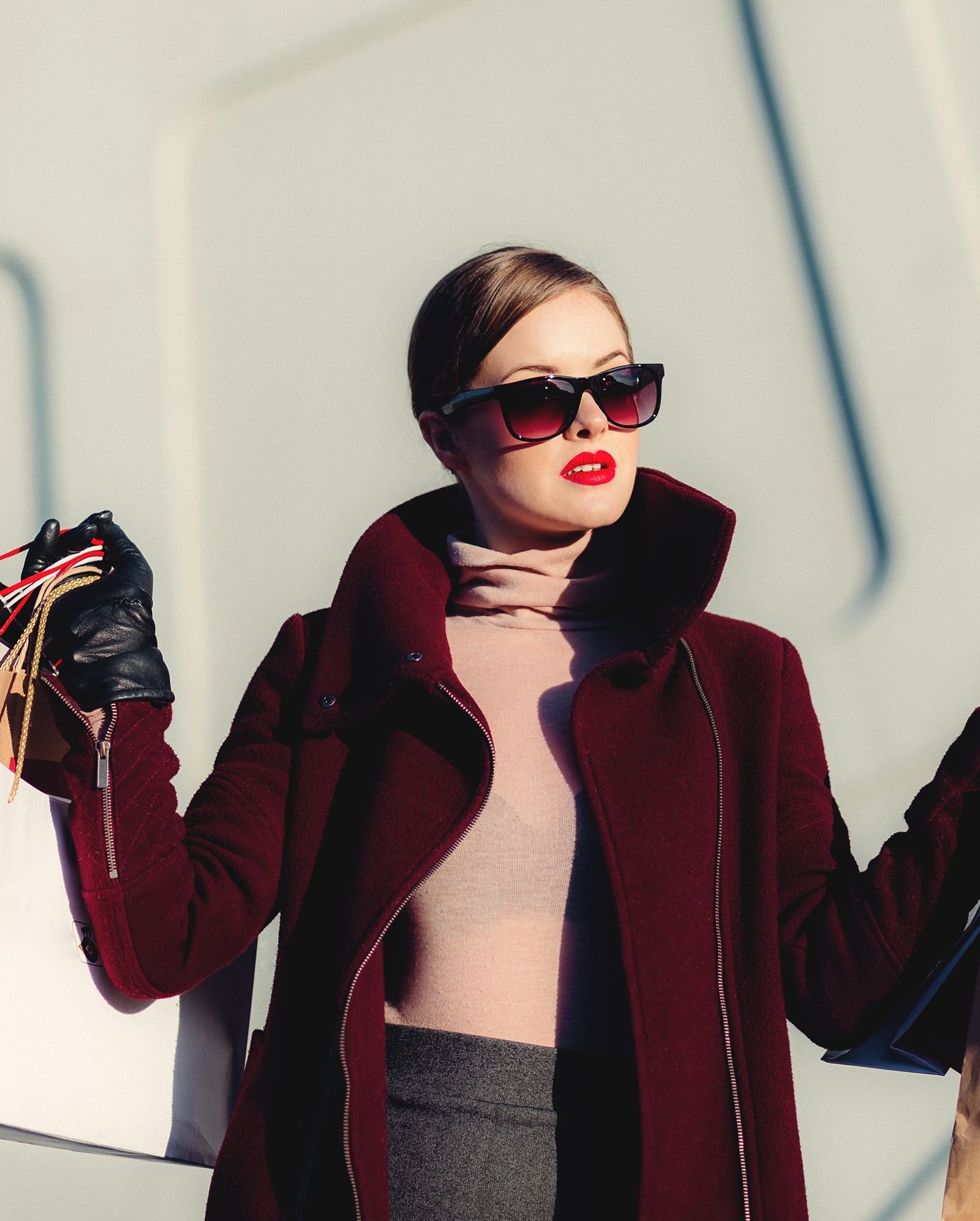 Stylish Girl with Shopping with Shopping Bags